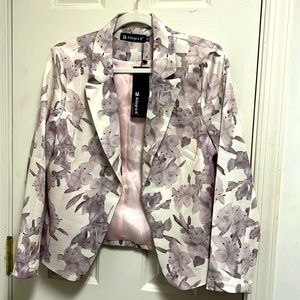 Allegra K: floral print silk blazer
